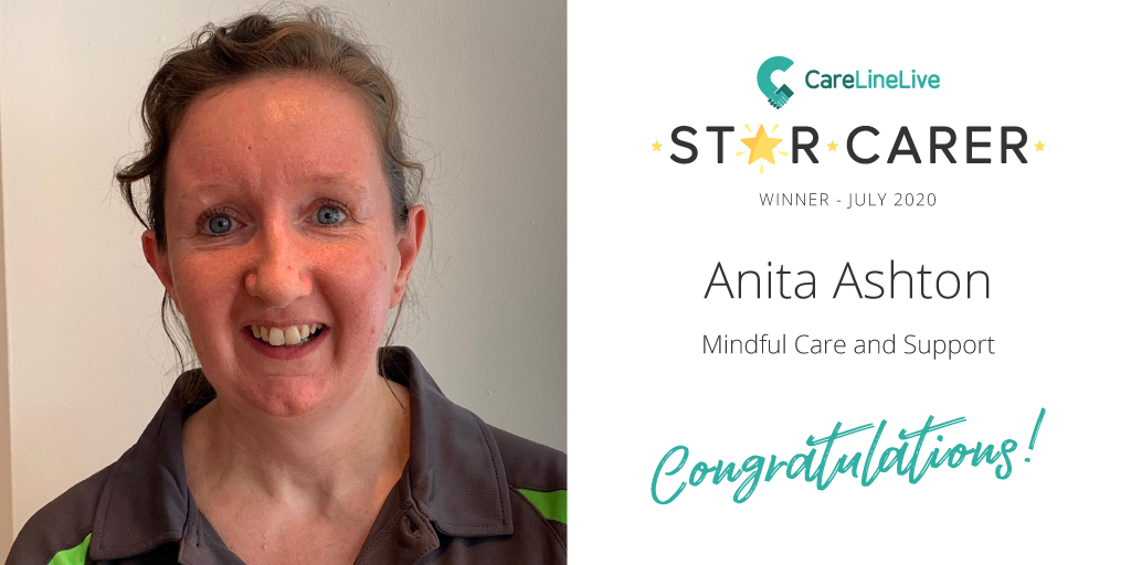 Congratulations to our July Star Carer, Anita Ashton from Mindful Care and Support