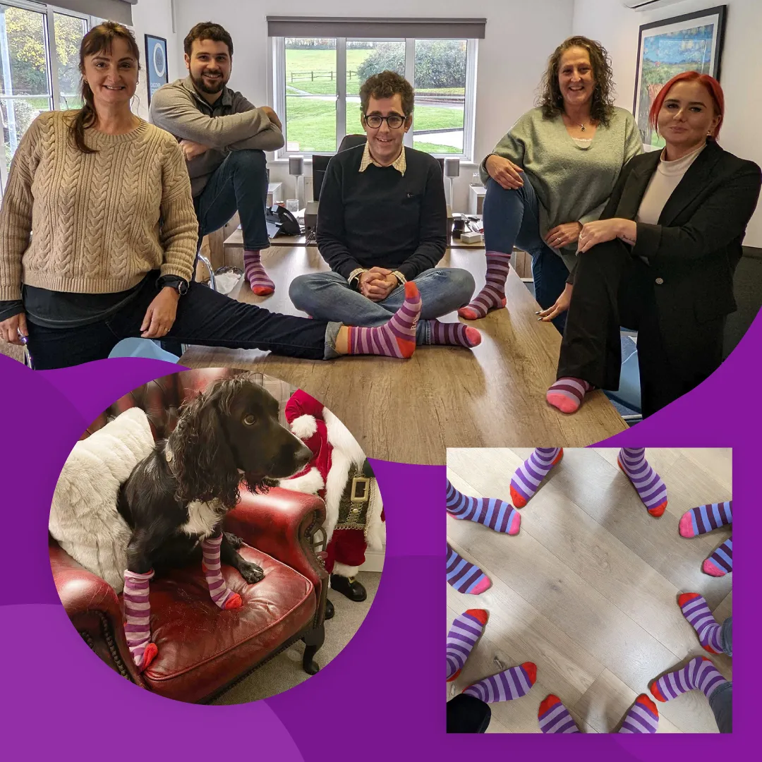 Purple socks supporting entrepreneurs with disabilities